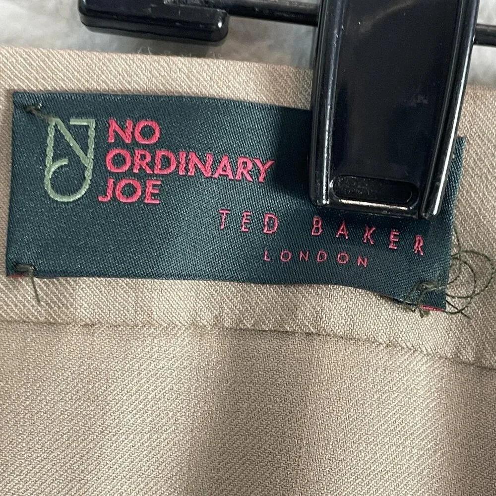 Ted Baker Dress‎ Pants Mens 40 Beige No Ordinary Joe Joey Wool Flat Front